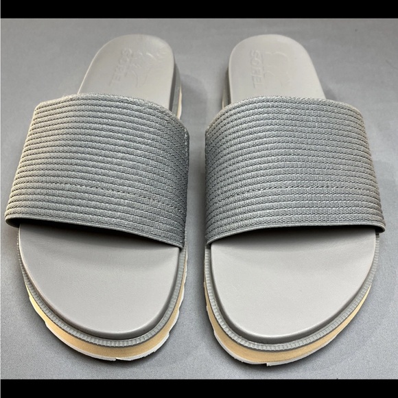 Sorel Women's ROAMING EASY SLIDES Sandals Shoes Size 8‎ GREY/SEA SALT - Picture 4 of 8